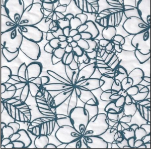 Scribble Flowers Blue Tissue Transfer